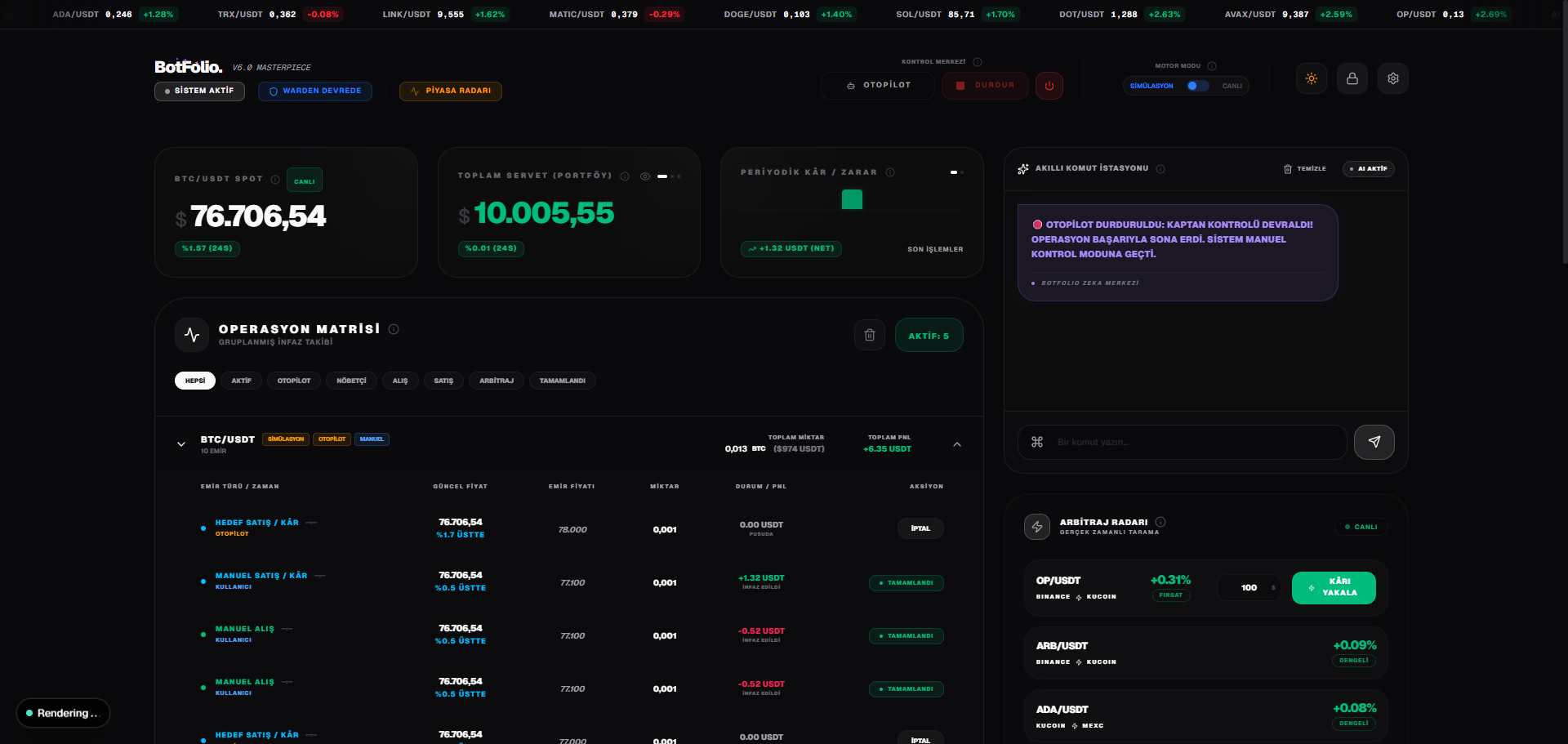 BotFolio V6 Dark Theme